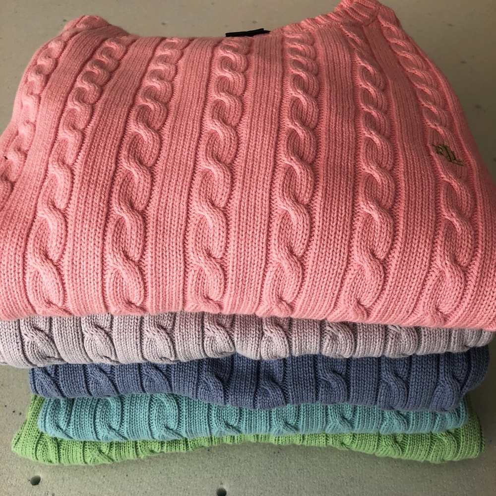 Ralph Lauren Cable Knit Pink Cotton Sweater